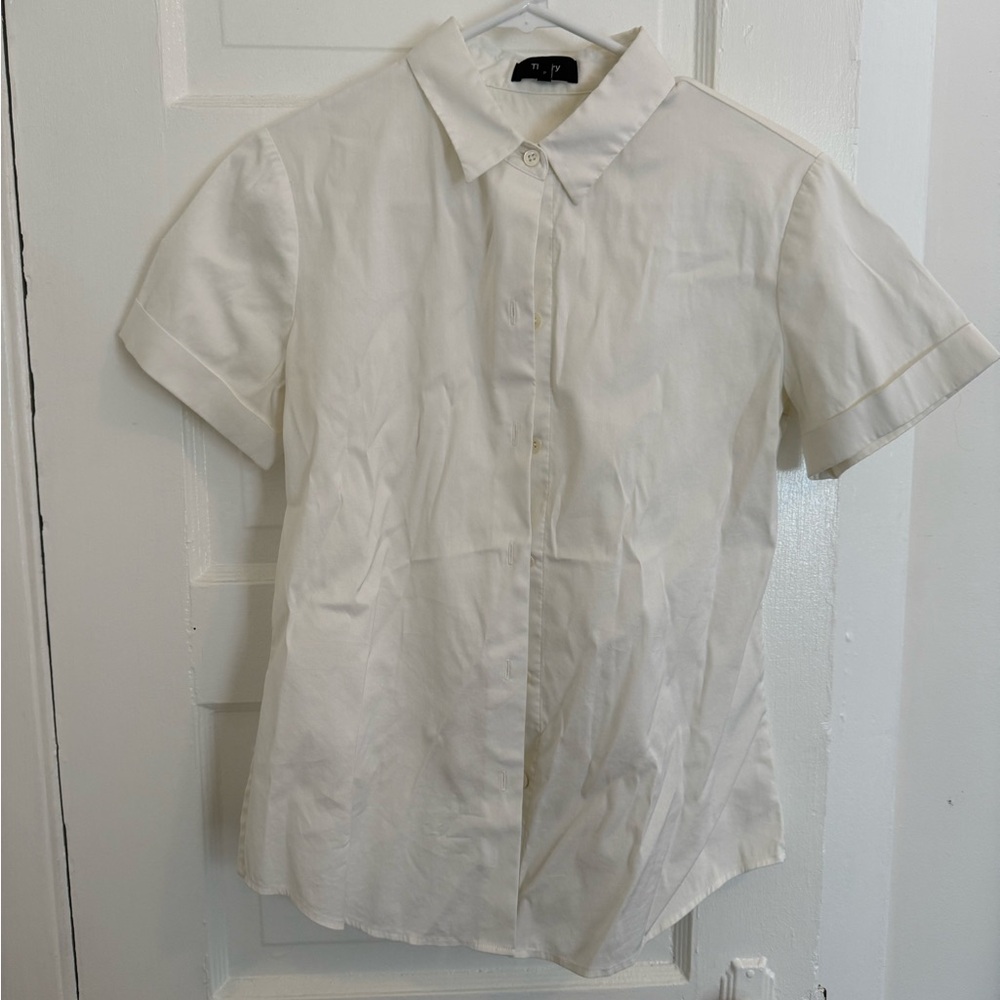 Theory Women's Cream Short Sleeve Blouse